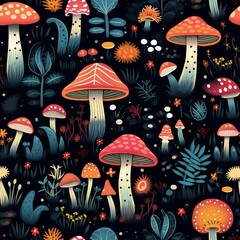 Whimsical Mushroom Forest Pattern