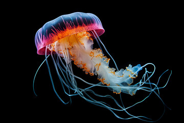 Jellyfish swims in an aquarium