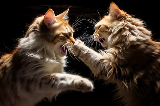 cats fighting against each other