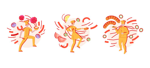 Chef character set. Flat illustration of cooks