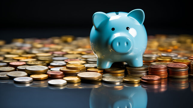 piggy bank with coins,saving concept