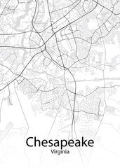 Fototapeta na wymiar Chesapeake Virginia minimalist map