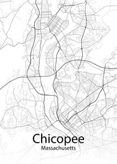 Fototapeta na wymiar Chicopee Massachusetts minimalist map