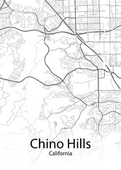 Fototapeta na wymiar Chino Hills California minimalist map