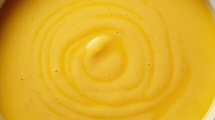 Texture of delicious freshly brewed soup, top view. Background close-up of soup surface, copy space.