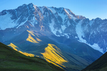 morning in the Caucasus mountain range in Georgia. Mountain landscape