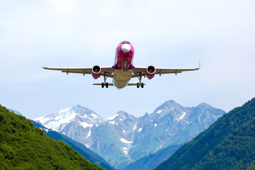 Passenger jet plane flies in the sky. Air transport industry