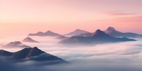 Sunrise And Fog Over Chinese Mountains Background,,,
Majestic Sunrise  Chinese Mountains in Morning Fog