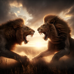 lions fighting each other © jeff