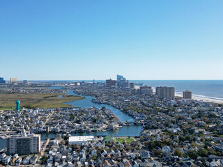 Aerial drone view of Ventnor City towards Atlantic City