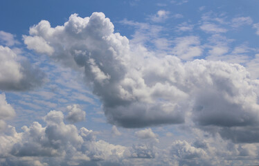 Clouds on blue clear sky in summer time