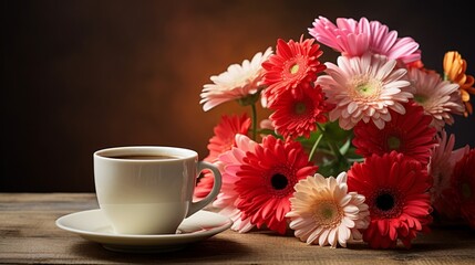 cup of coffee and flowers - Powered by Adobe