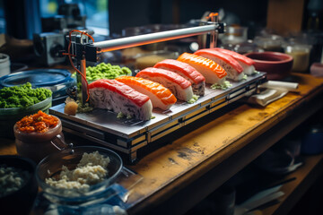Automated sushi assembly. food tech