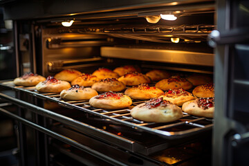 Baking in convection ovens. professional restaurant kitchen