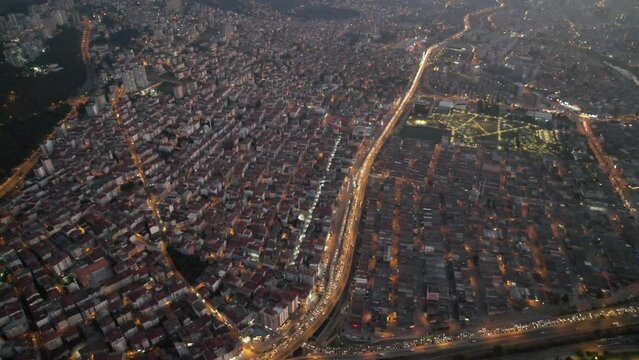 Aerial harbor and park in Samsun city center 4K