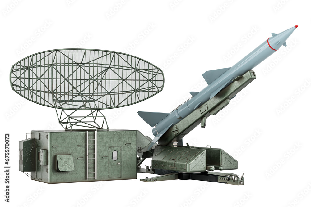 Poster missile defence systems. anti aircraft defence system. 3d rendering isolated on transparent backgrou