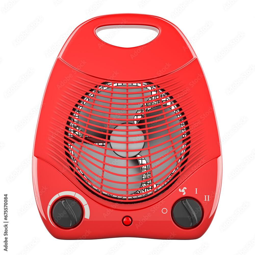 Poster red fan heater, 3d rendering isolated on transparent background
