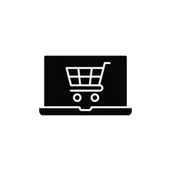  online Shopping bag icon. laptop icon. laptop sign with the Shopping cart icon. 