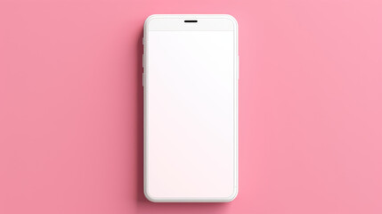 empty, blank mockup,completly white phone screen, lying flat on pink background
