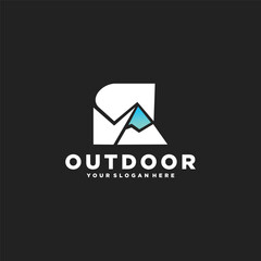 Fototapeta premium Mountain peak logo design. outdoor hiking adventure icons. Wilderness travel symbol Vector illustration.