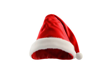 White and Red Fur Christmas Santa Claus hat (PNG) isolated on a transparent background, AI