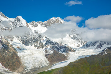 glacier in the Caucasus mountain range in Georgia. Mountain landscape