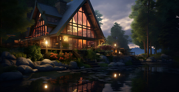 tranquil cabin images, cabin scene images