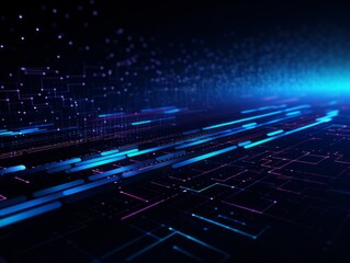 Abstract sci-fi blue and purple background, concept of digital future., AI
