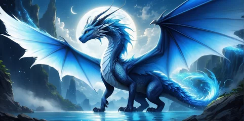 Foto op Canvas A mythical creature, a dragon with wings. © A_A88