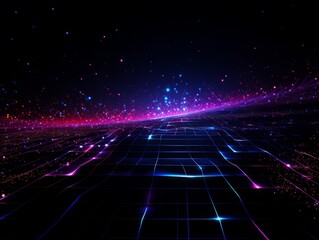Abstract sci-fi blue and purple background, concept of digital future., AI