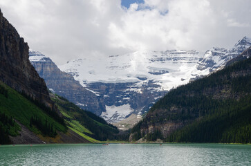 Beautiful mountains, lakes, glaciers and waterfalls in the Canadian Rocky Mountains
