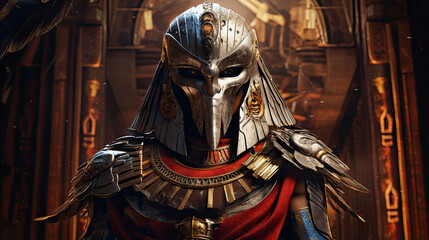 Egyptian warrior game character. - obrazy, fototapety, plakaty