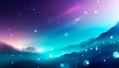 Obraz premium A captivating image featuring bioluminescent abstract waves adorned with a multitude of luminous bubbles and bokeh lights, awash in a harmonious blend of blues and violet. ai generated