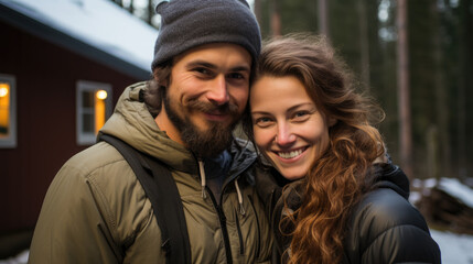 Fototapeta premium portrait of a couple enjoying outdoors