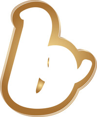 Gold outline lowercase letter b