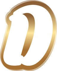 Gold metallic outline alphabet letter D