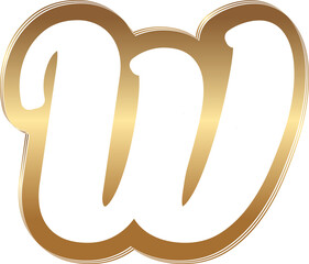 Gold metallic outline alphabet letter W
