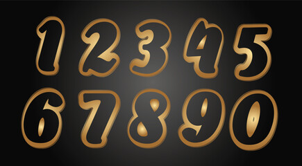Golden outline numbers letter