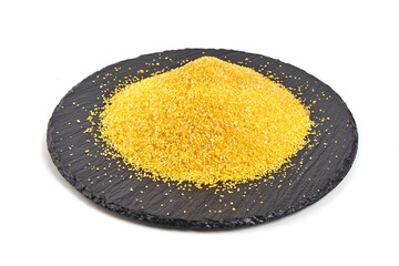 Breadcrumbs in clay pot. Breadcrumbs for nuggets, panko on white background.