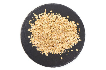 Oat flakes, isolated on white background.
