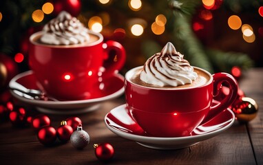 Festive Hot Cappuccino with fluffy milk foam