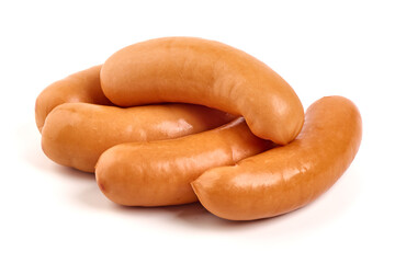 Boiled pork sausages, isolated on white background. High resolution image.