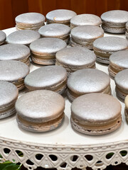 Silver French Macarons at Wedding Reception