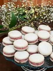 Silver French Macarons at Wedding Reception