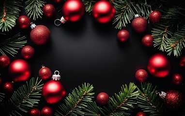 Fototapeta na wymiar Christmas and New Year background with copy space for greeting card or web banner