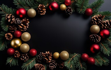 Fototapeta na wymiar Christmas and New Year background with copy space for greeting card or web banner