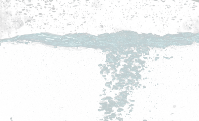 Ocean wave splash into surface underwater and many bubbles water. Drinking soda water flush air bubble. Black background isolated freeze element