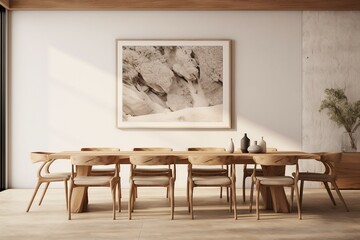 Dining table and chairs made of wooden logs