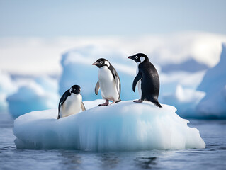Obraz premium group of penguins on an ice floe