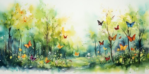 Wallpaper meadow with flowers